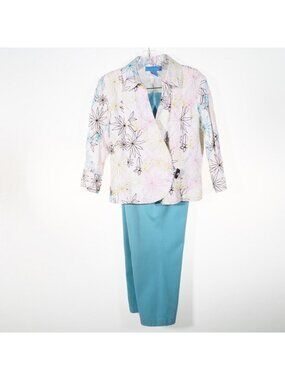Doncaster Outfit Womens Size 10 Blazer Pants Linen Cotton Embroidered Multi